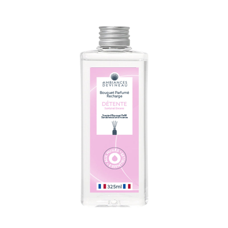 Recharge Bouquet parfumé 325ml Détente (Santal Encens) - Ambiances Devineau