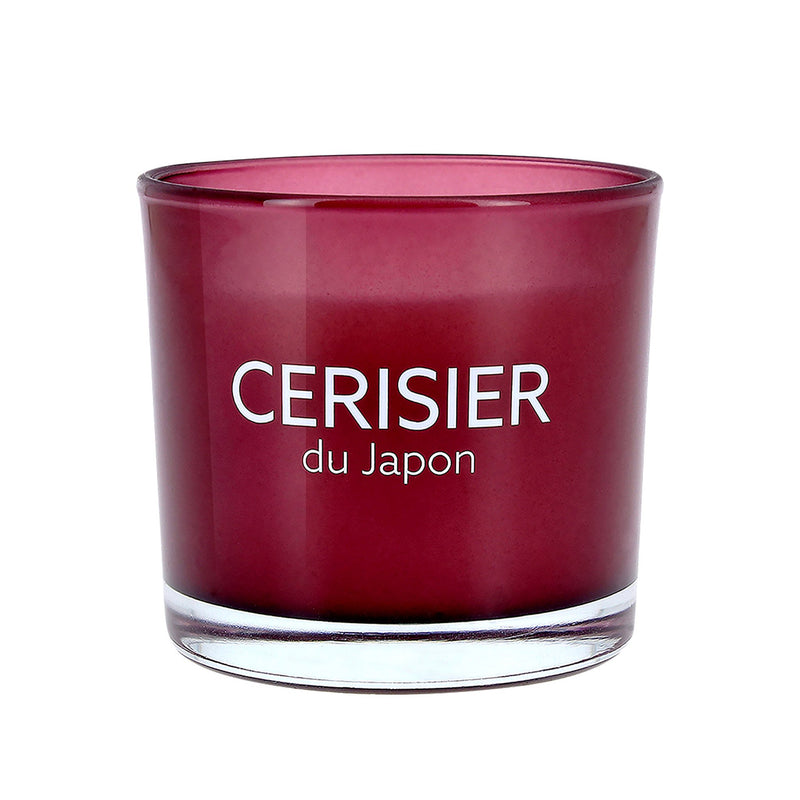 Bougie parfumée verre coloré sérigraphié 20h cerisier du Japon