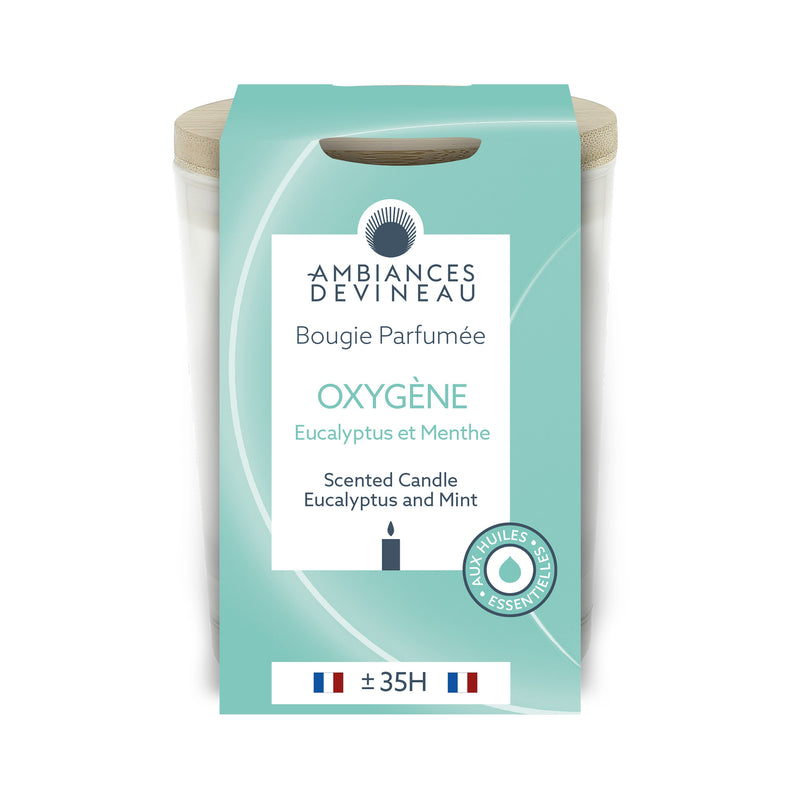Bougie parfumée 35h Oxygène (Eucalyptus Menthe) - Ambiances Devineau