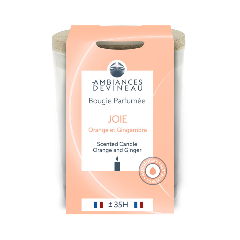 Bougie parfumée 35h Joie (Orange Gingembre) - Ambiances Devineau