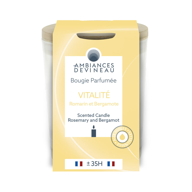 Bougie parfumée 35h Vitalité (Bergamote Romarin) - Ambiances Devineau