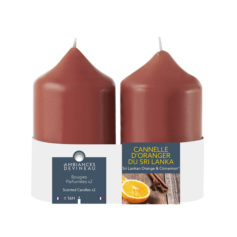 2 bougies parfumées cylindriques massala 16h cannelle d'oranger du Sri Lanka