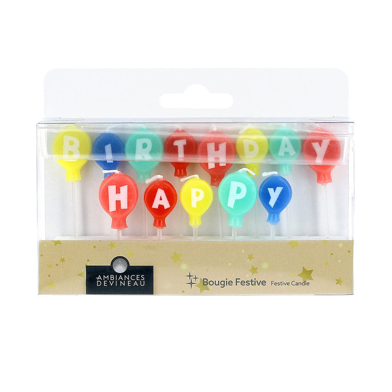 Bougies ballons multicolores "happy birthday"